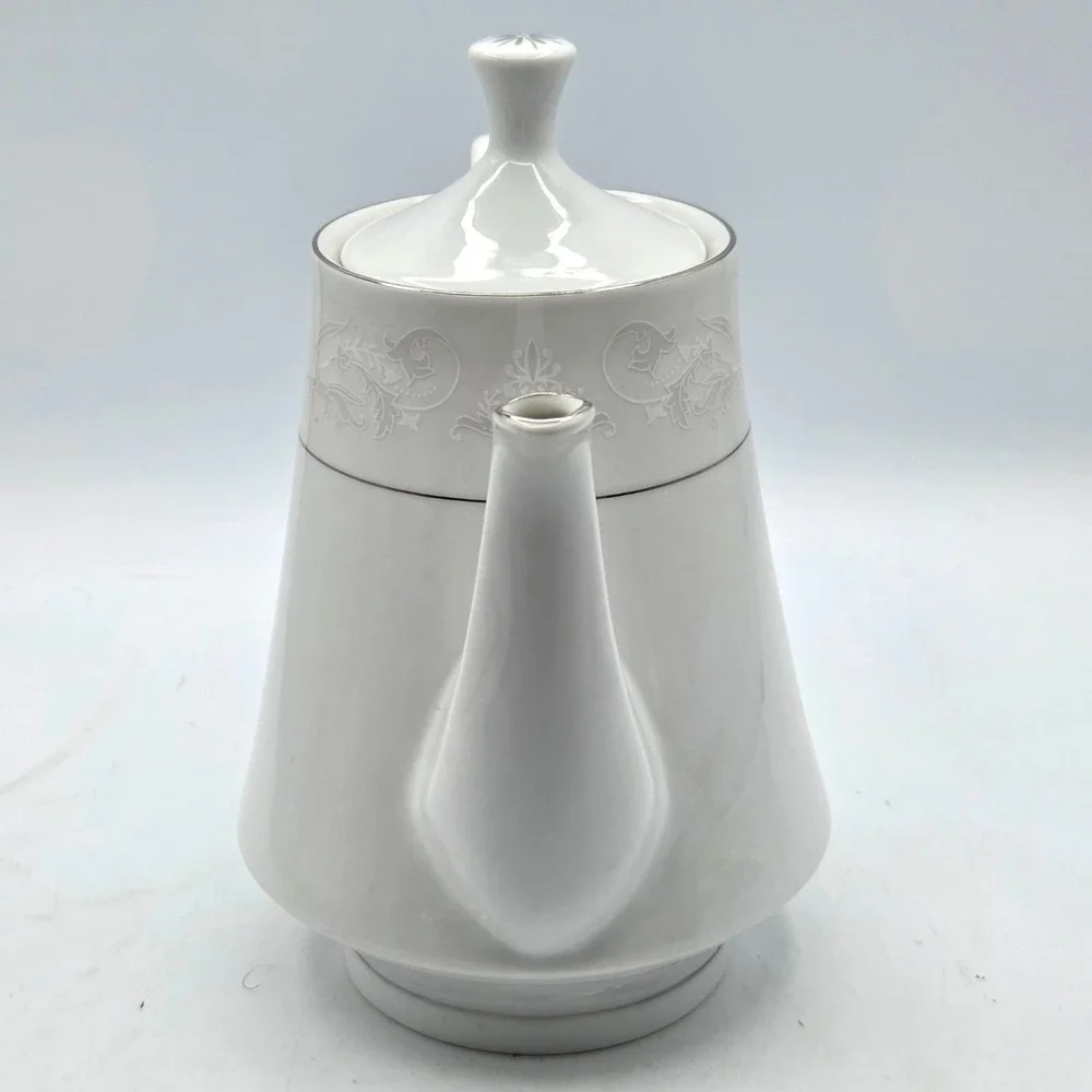 Crown‎ Ming Fine China Jian Shiang Teapot - Royal Palm Design, Silver Trim
